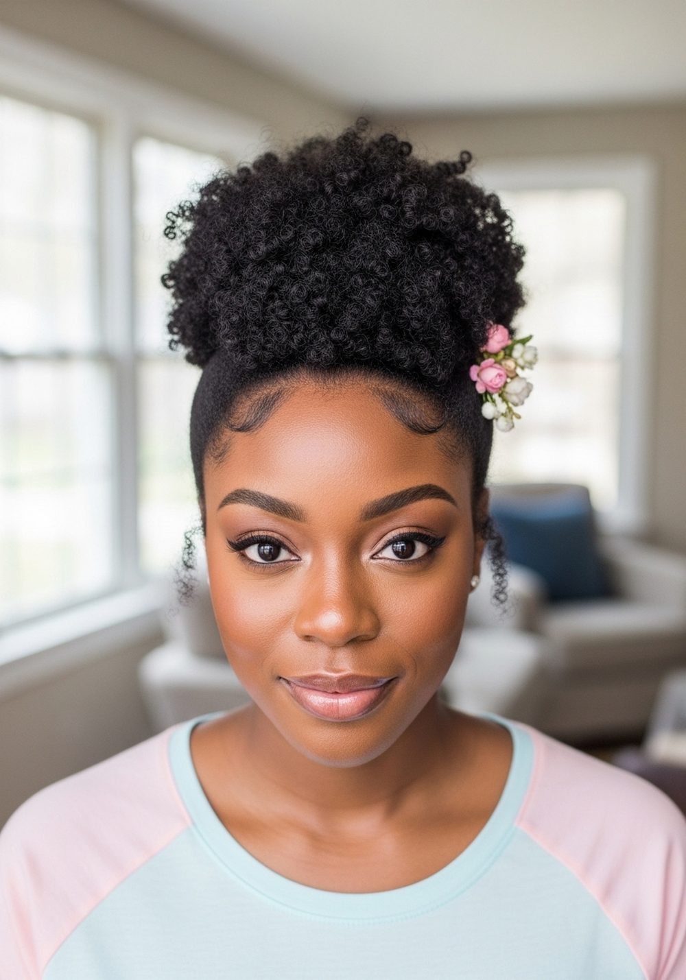 Floral Puff Updo Hairstyle