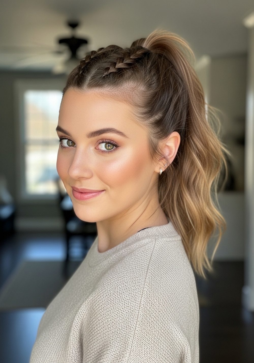 Half-Up Braided Ponytail Track Hairstyle