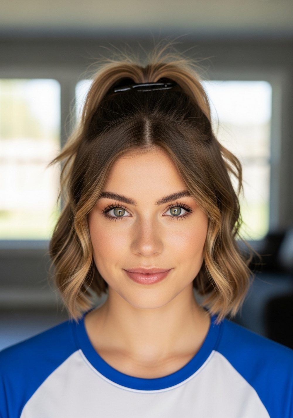 Half-Up Clip Back Softball Hairstyle