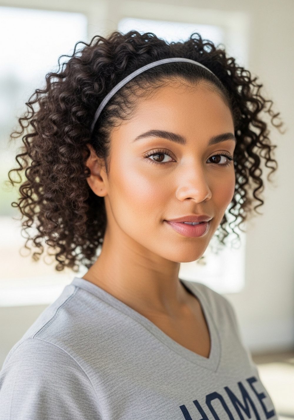 Headband Tucked Curls Softball Hairstyle