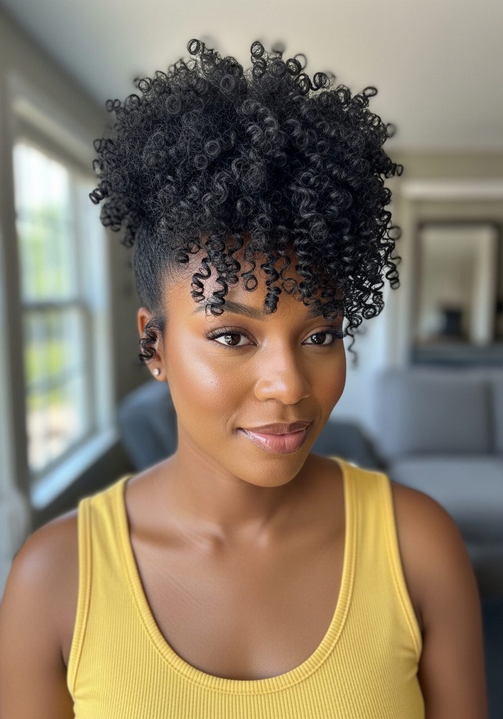 High Curly Puff Hairstyle