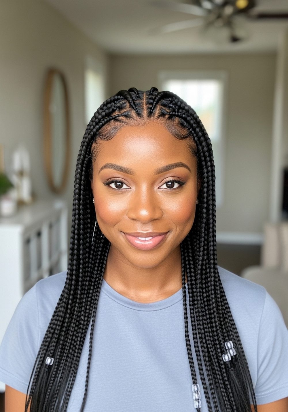 Knotless Braids with Beads Hairstyle