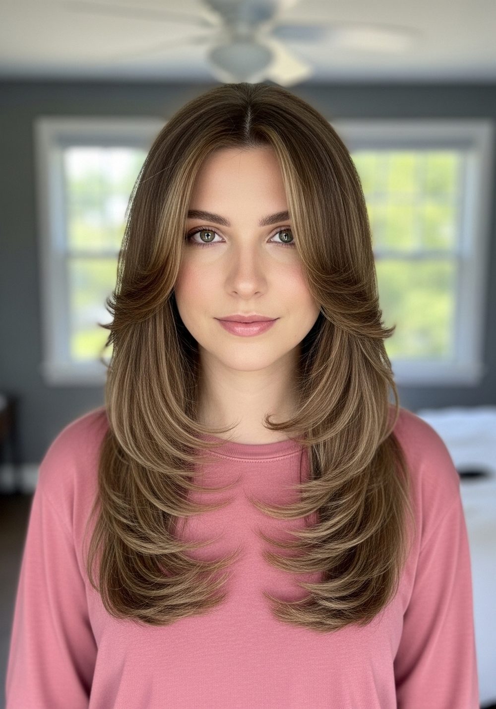Long Feathered Butterfly Cut Hairstyle