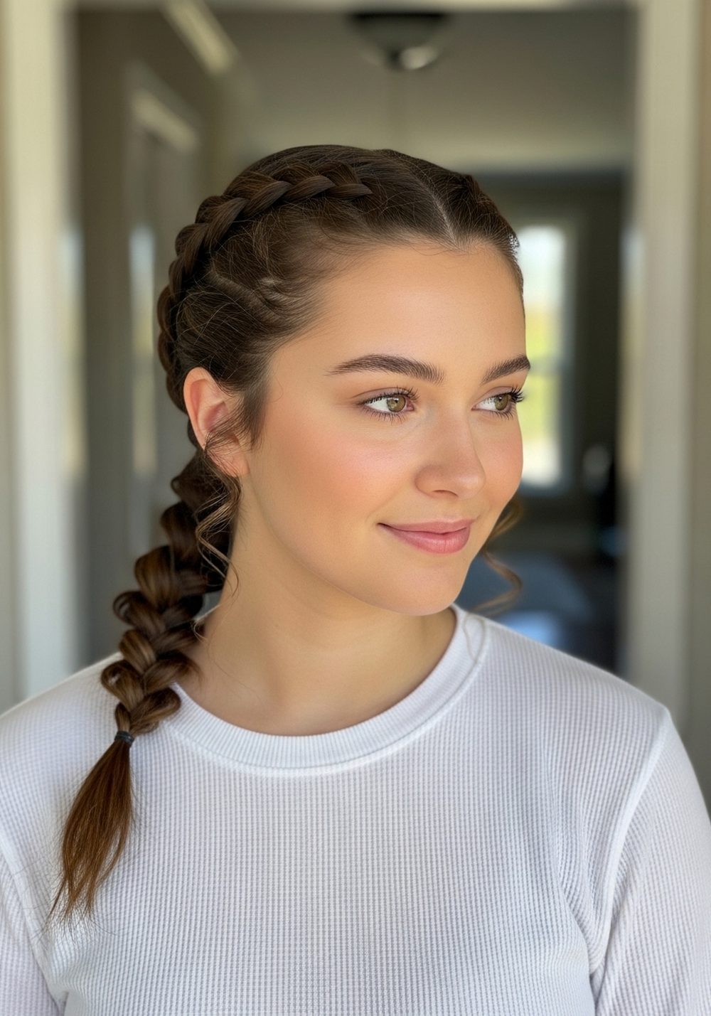 Low Braided Ponytail Softball Hairstyle