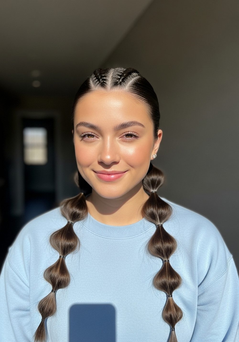 Low Bubble Braid Ponytail Hairstyle