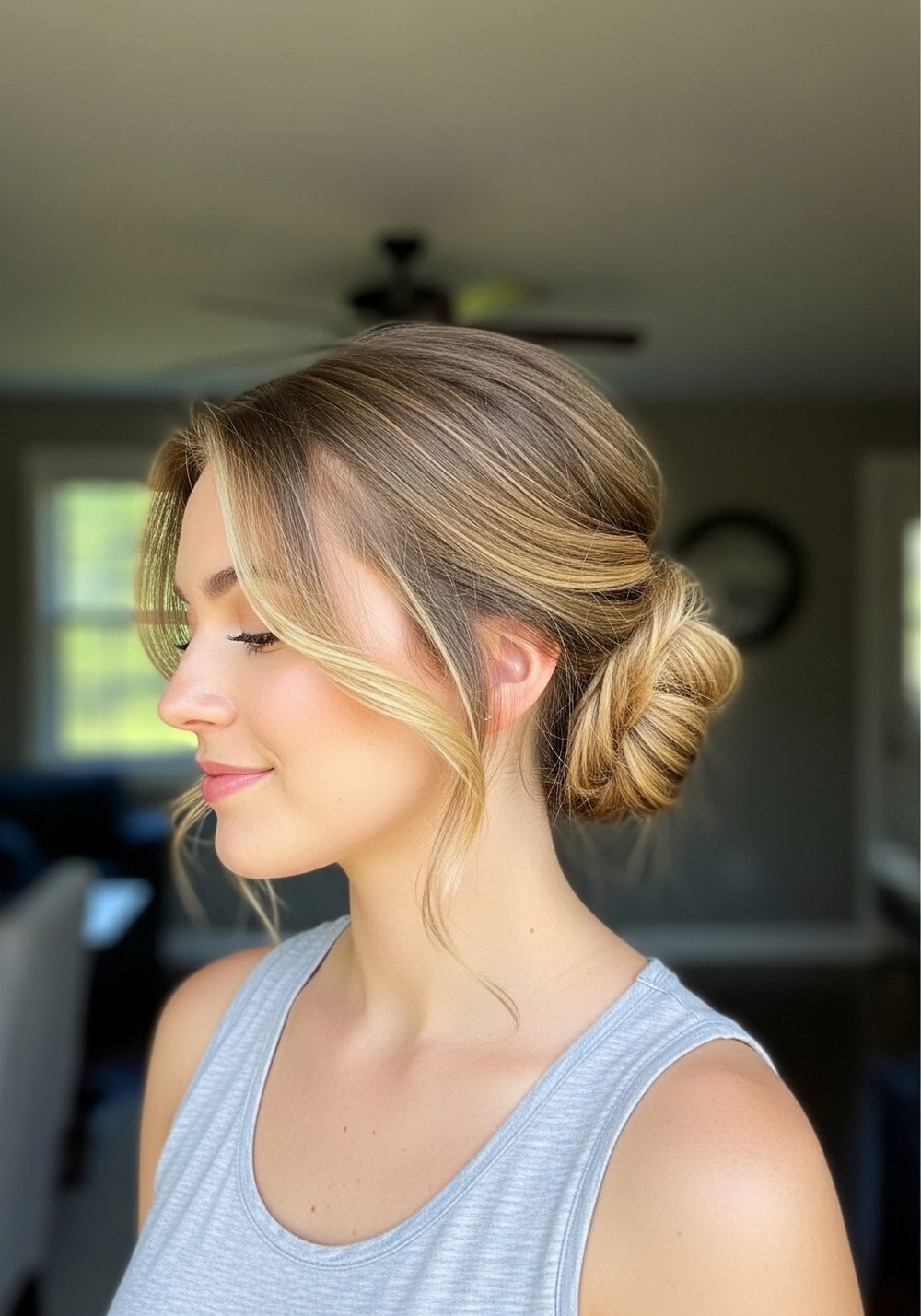 Low Messy Bun Hairstyle