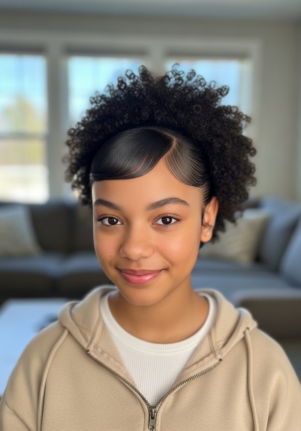 Low Puff with Side Part Hairstyle