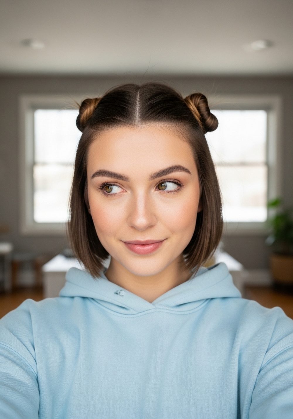 Low Space Bun Softball Hairstyle