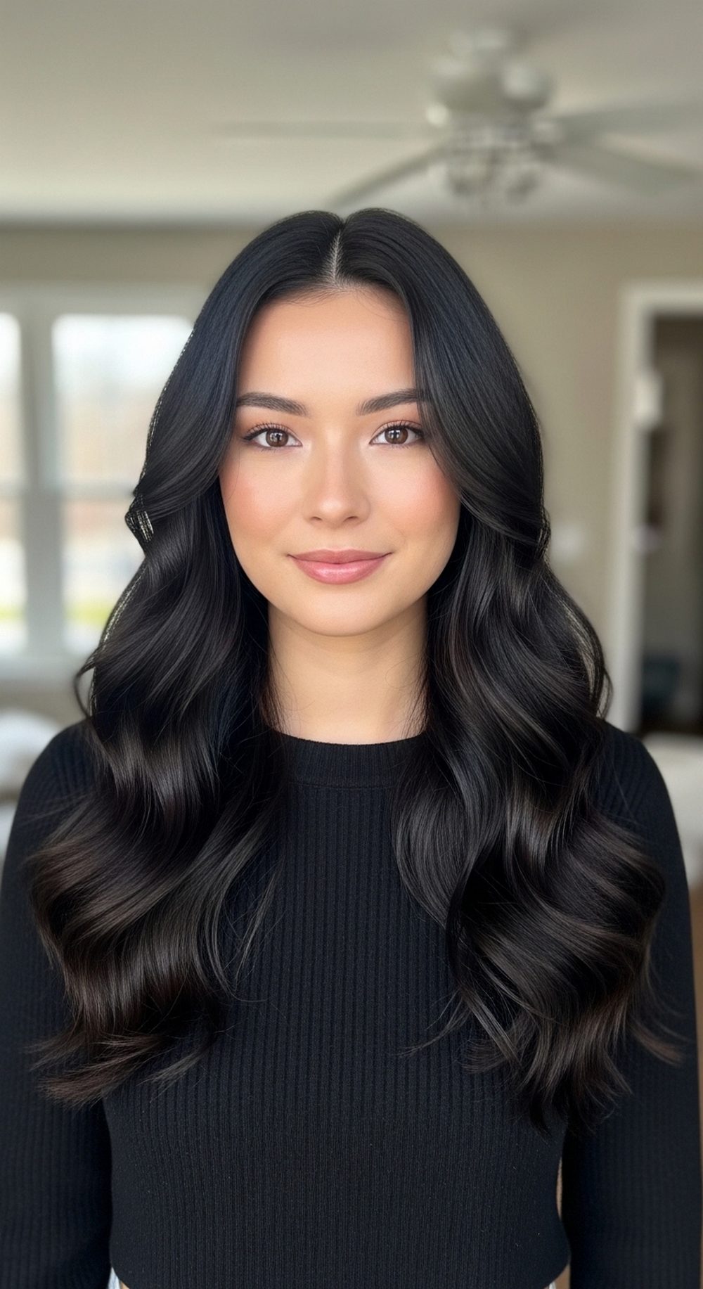 Midnight Soft Gothic Waves Hairstyle