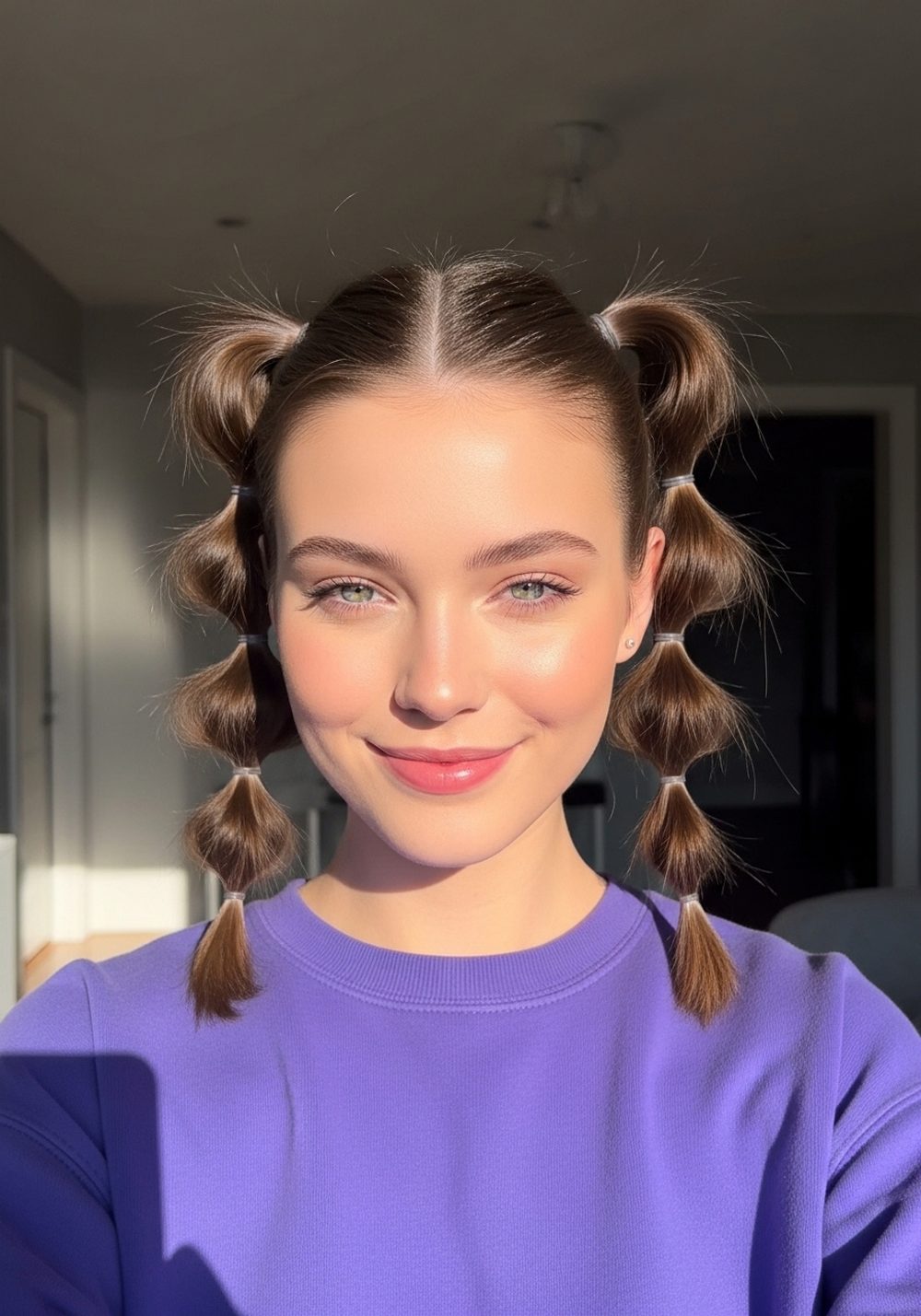 Mini Bubble Pigtail Softball Hairstyle