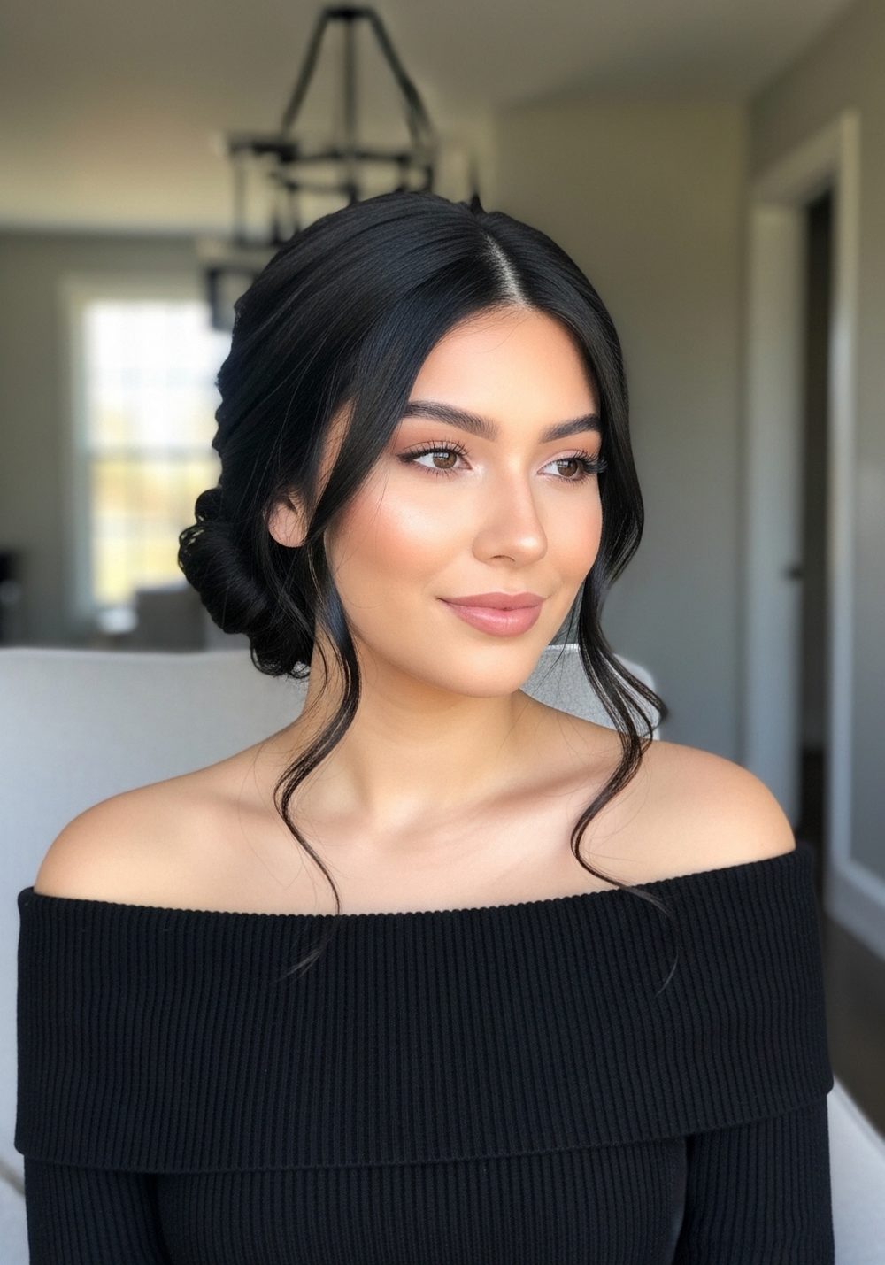 Moonlit Twisted Low Bun Hairstyle