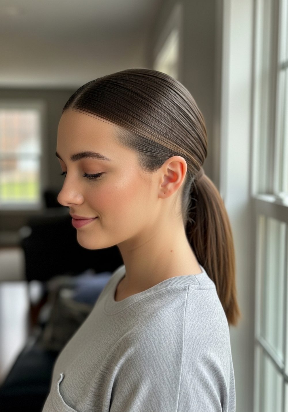 Polished Low Ponytail Hairstyle