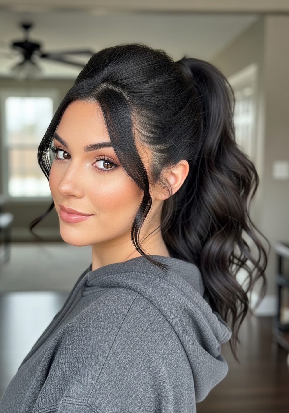 Shadowy Voluminous Ponytail Hairstyle