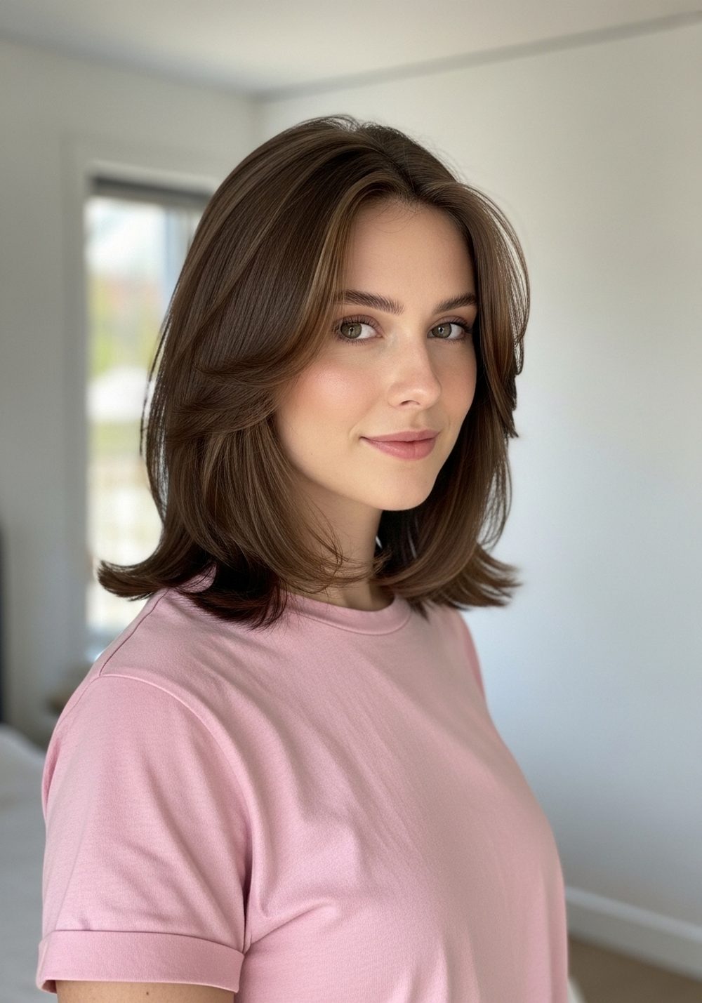 Shoulder-Length Butterfly Cut Hairstyle