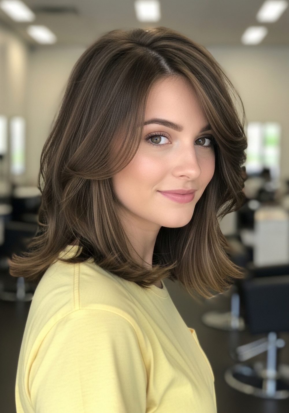 Side-Part Butterfly Cut Hairstyle