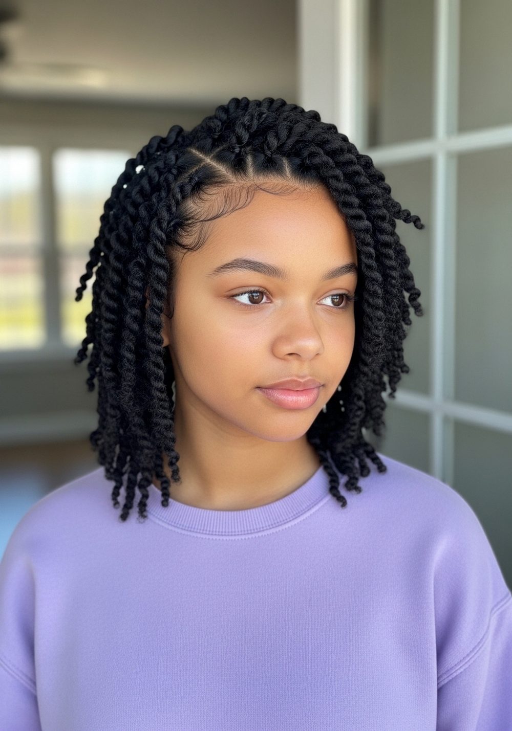 Side Part Mini Twist Hairstyle