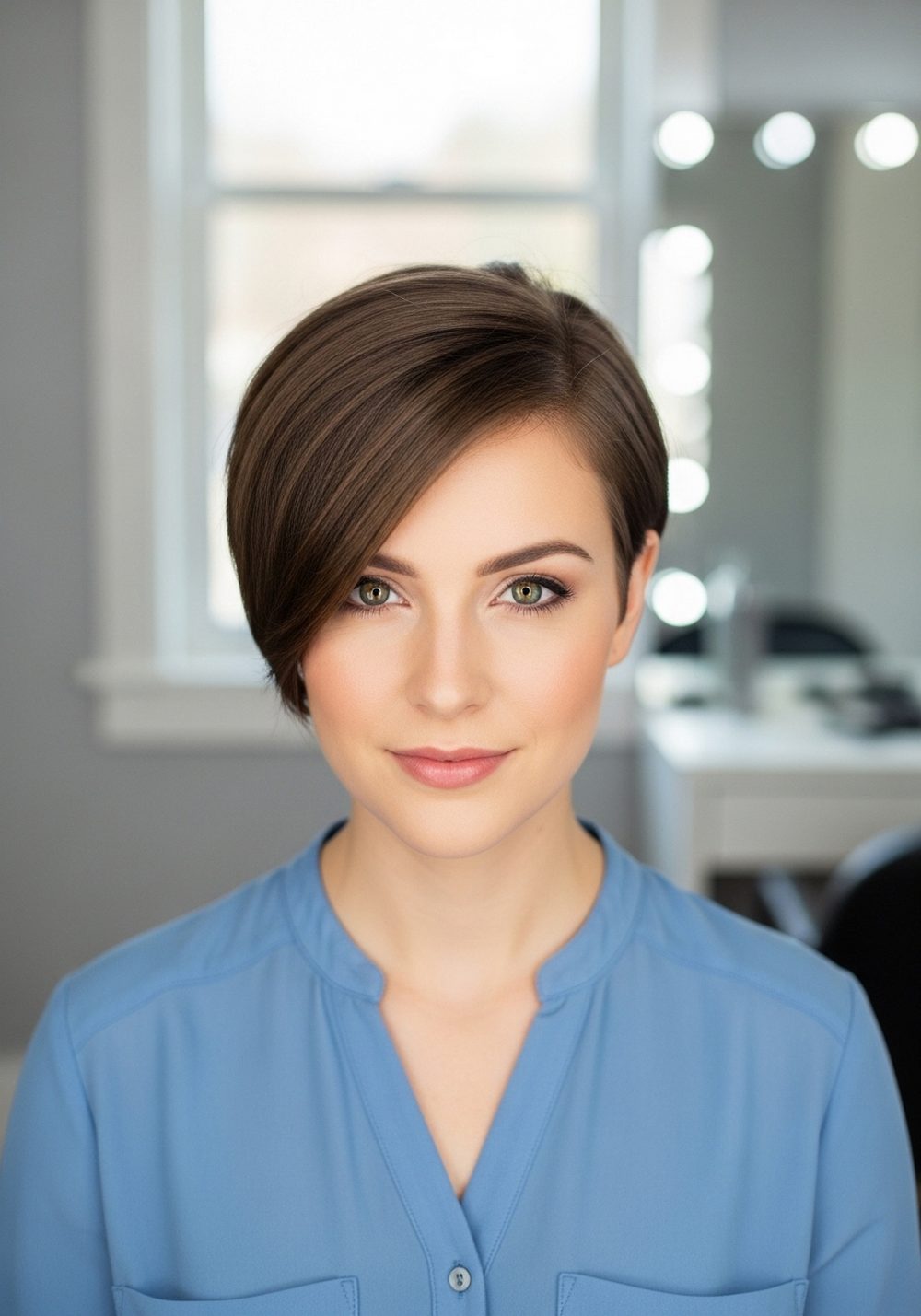 Side-Parted Bixie Cut Hairstyle