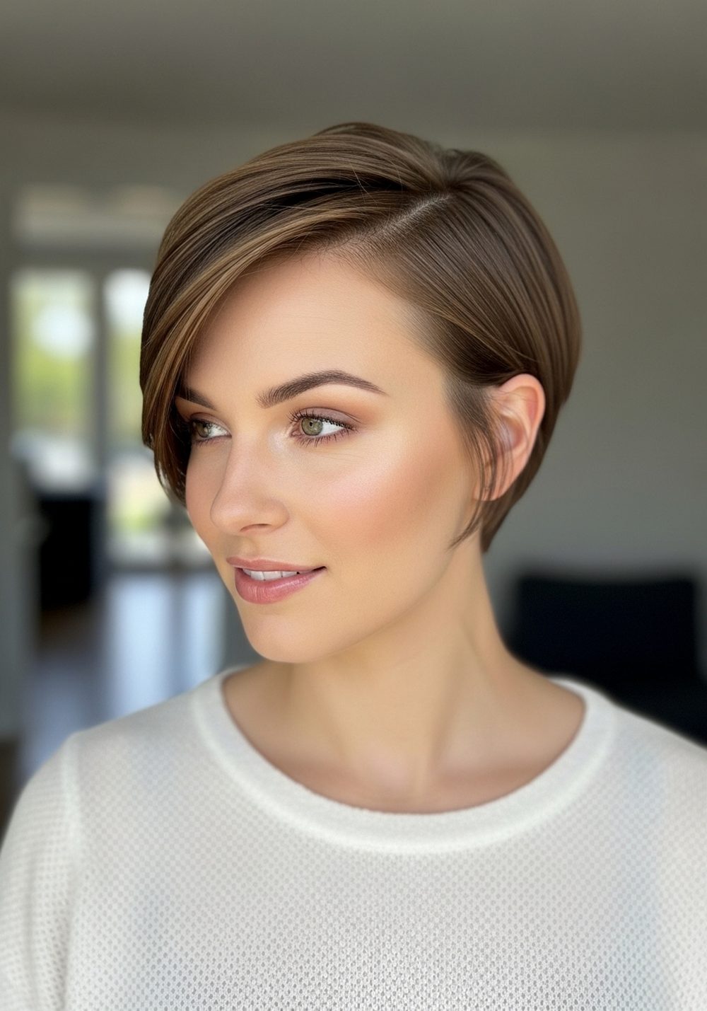 Side-Parted Bixie Cut Hairstyle