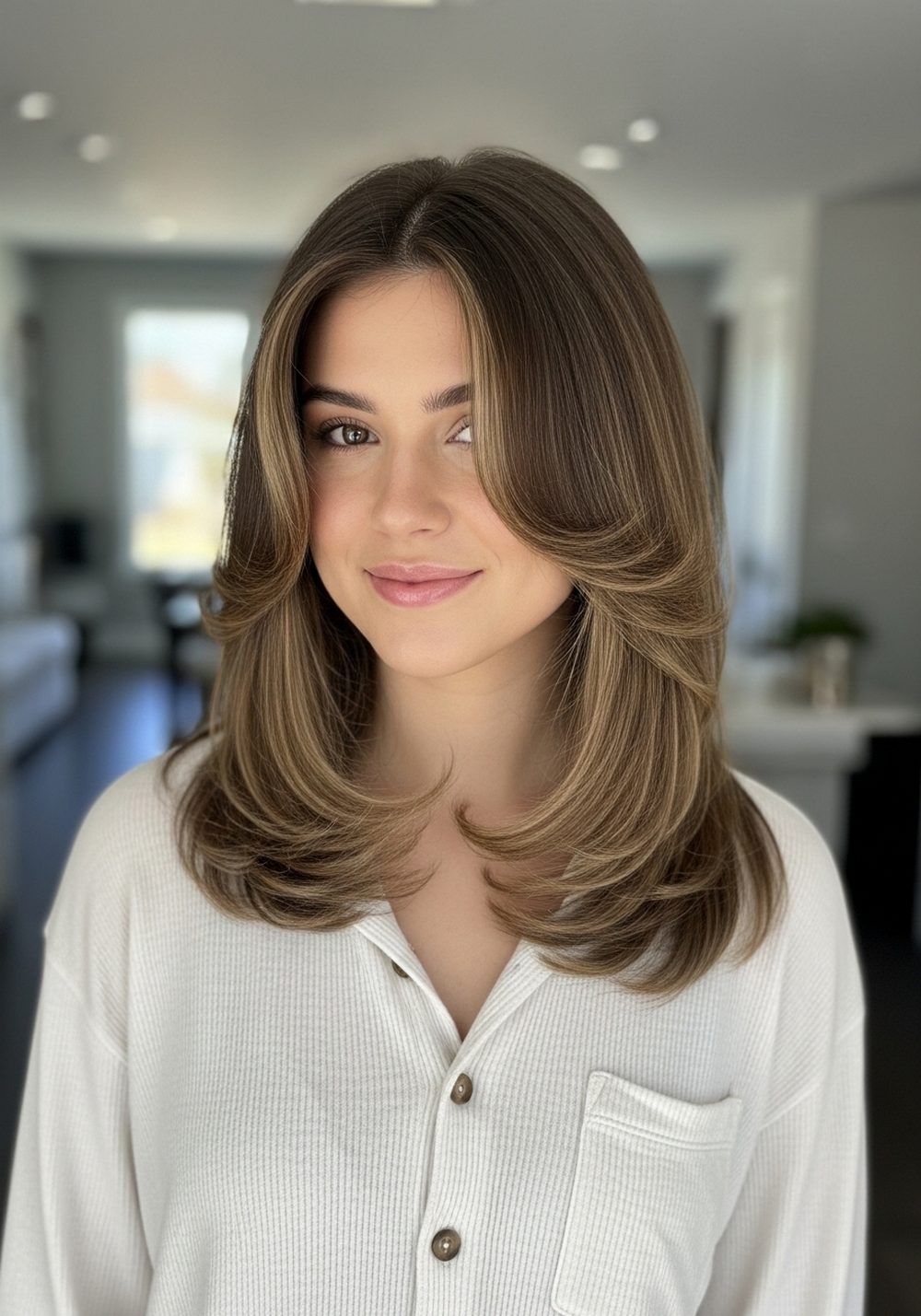 Side-Parted Layered Sweep Hairstyle