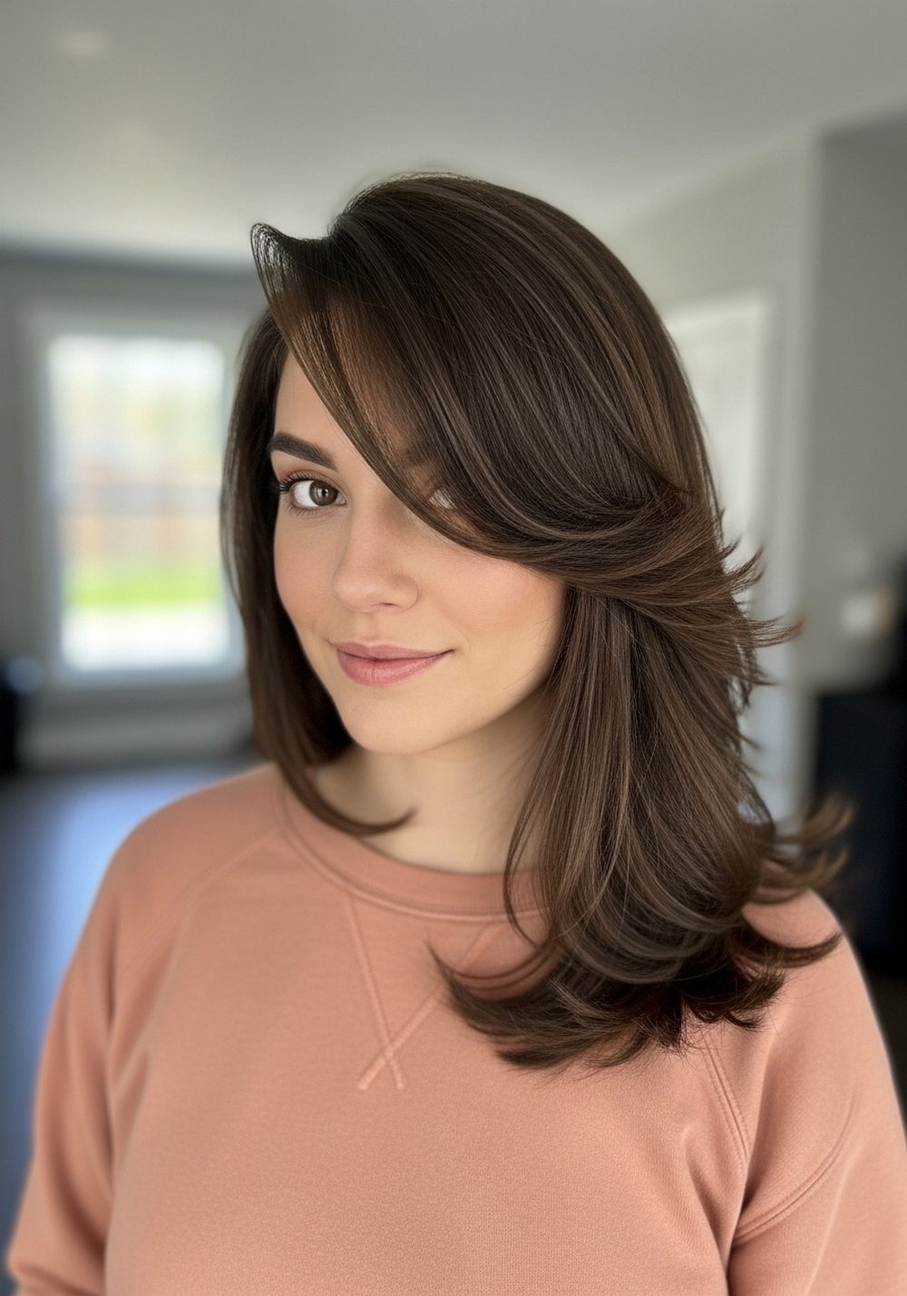 Side Sweep Butterfly Cut Hairstyle