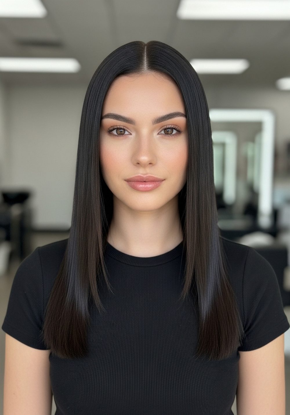 Sleek Center Part Hairstyle