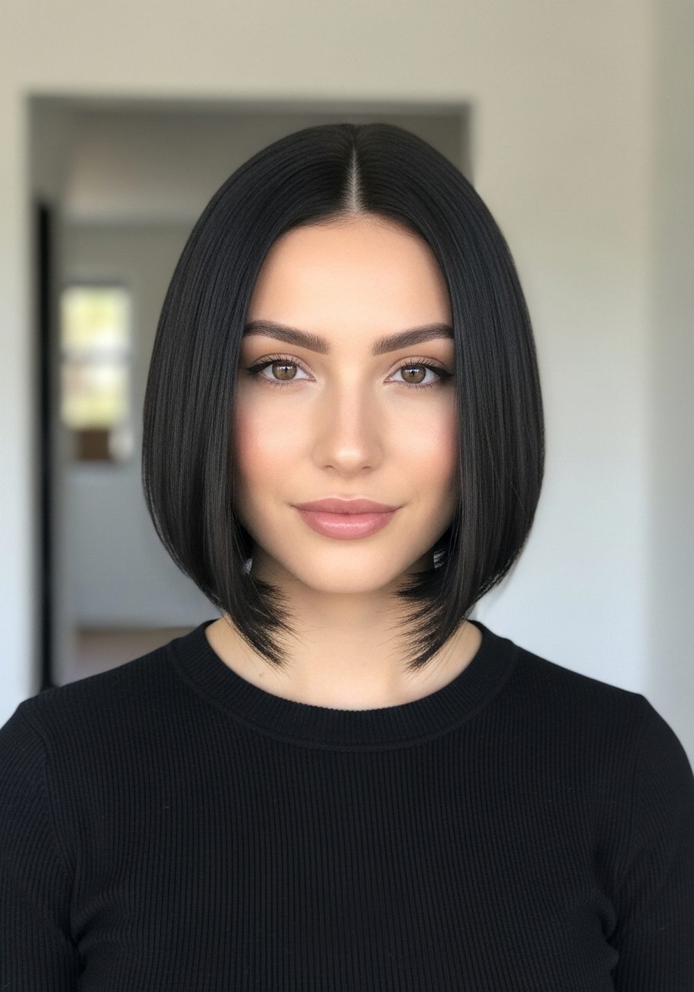 Sleek Glass Short French Bob Hairstyle