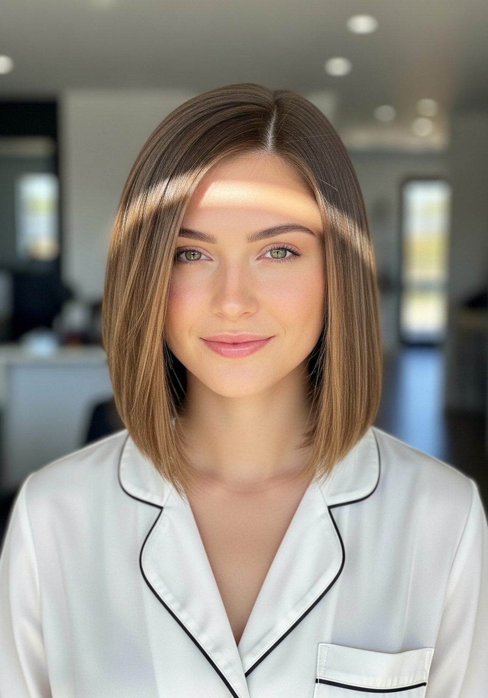 Sleek Straight Asymmetrical Lob Hairstyle