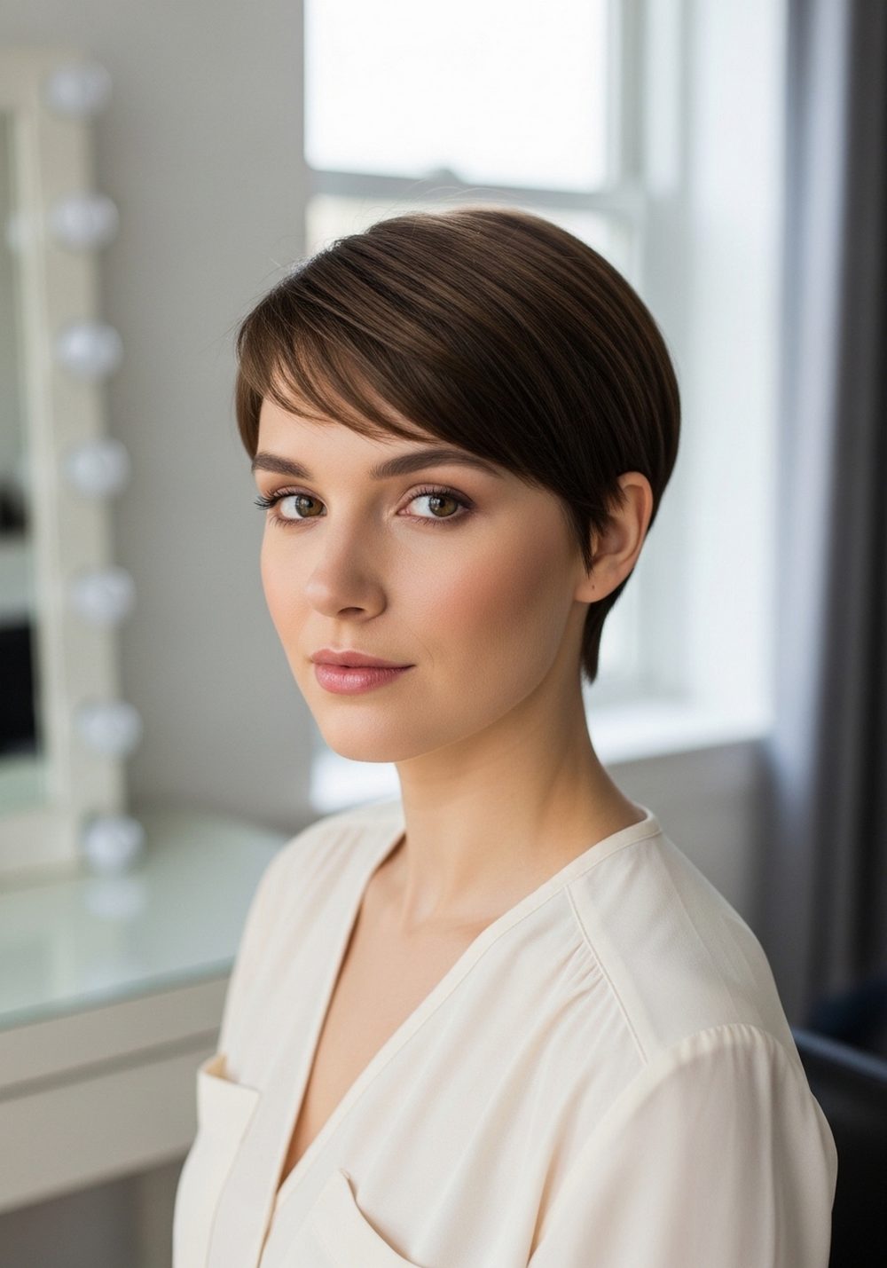 Sleek Tapered Bixie Cut Hairstyle