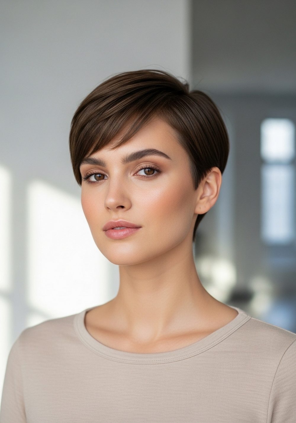 Sleek Tapered Bixie Cut Hairstyle