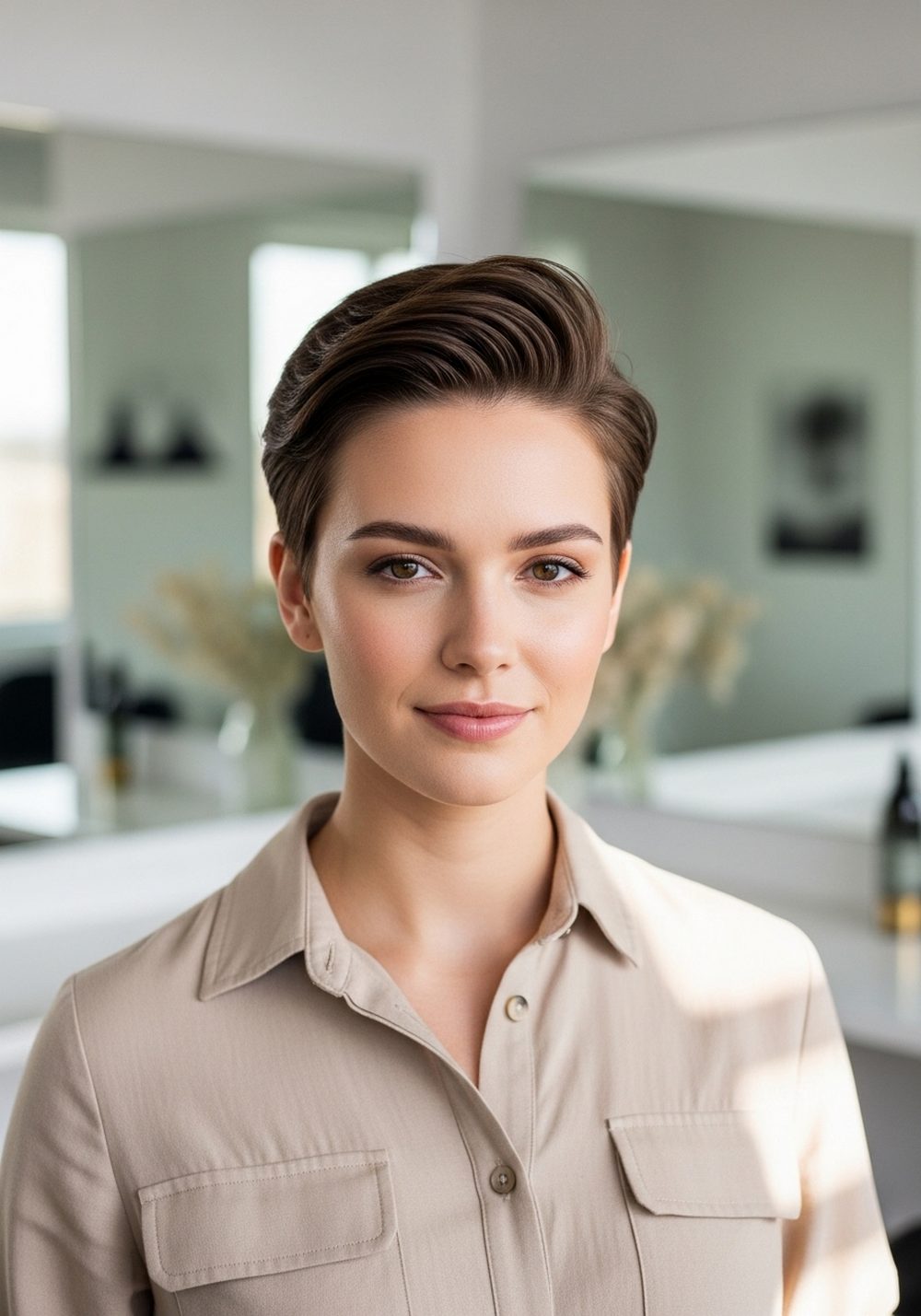 Sleek Tapered Bixie Cut Hairstyle