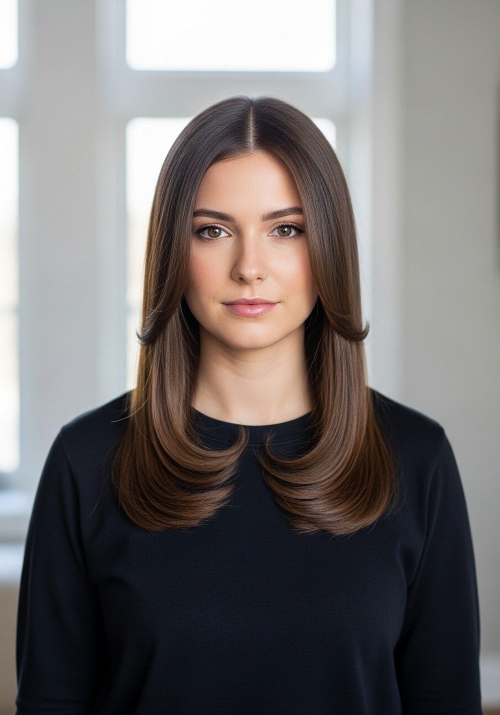 Sleek U-Cut Face-Framing Layers Hairstyle