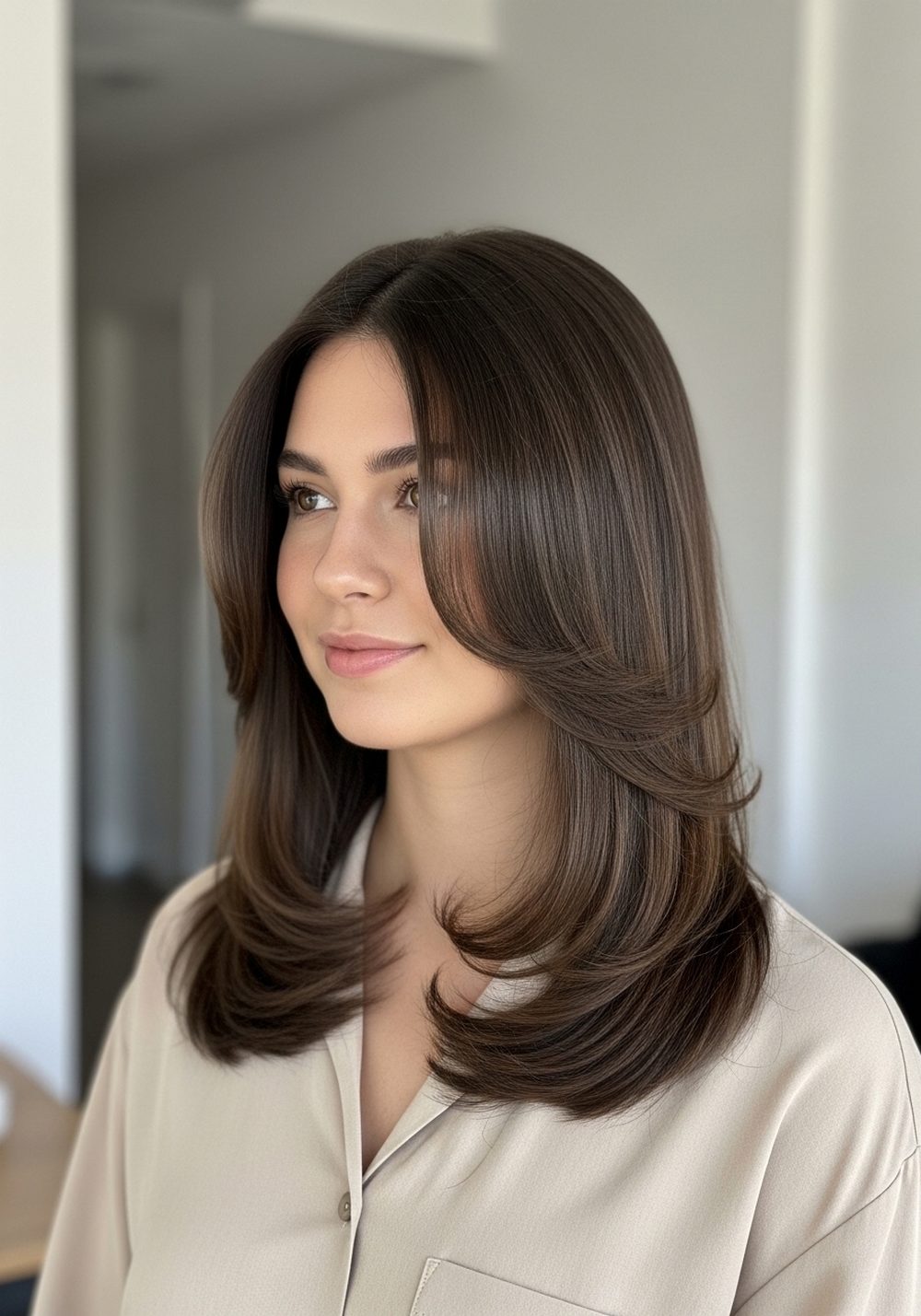Smooth Sleek Butterfly Cut Hairstyle