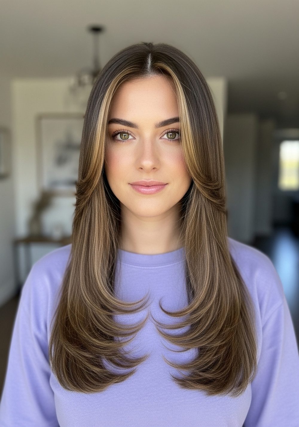 Smooth and Sleek Face-Framing Long Layers Hairstyle