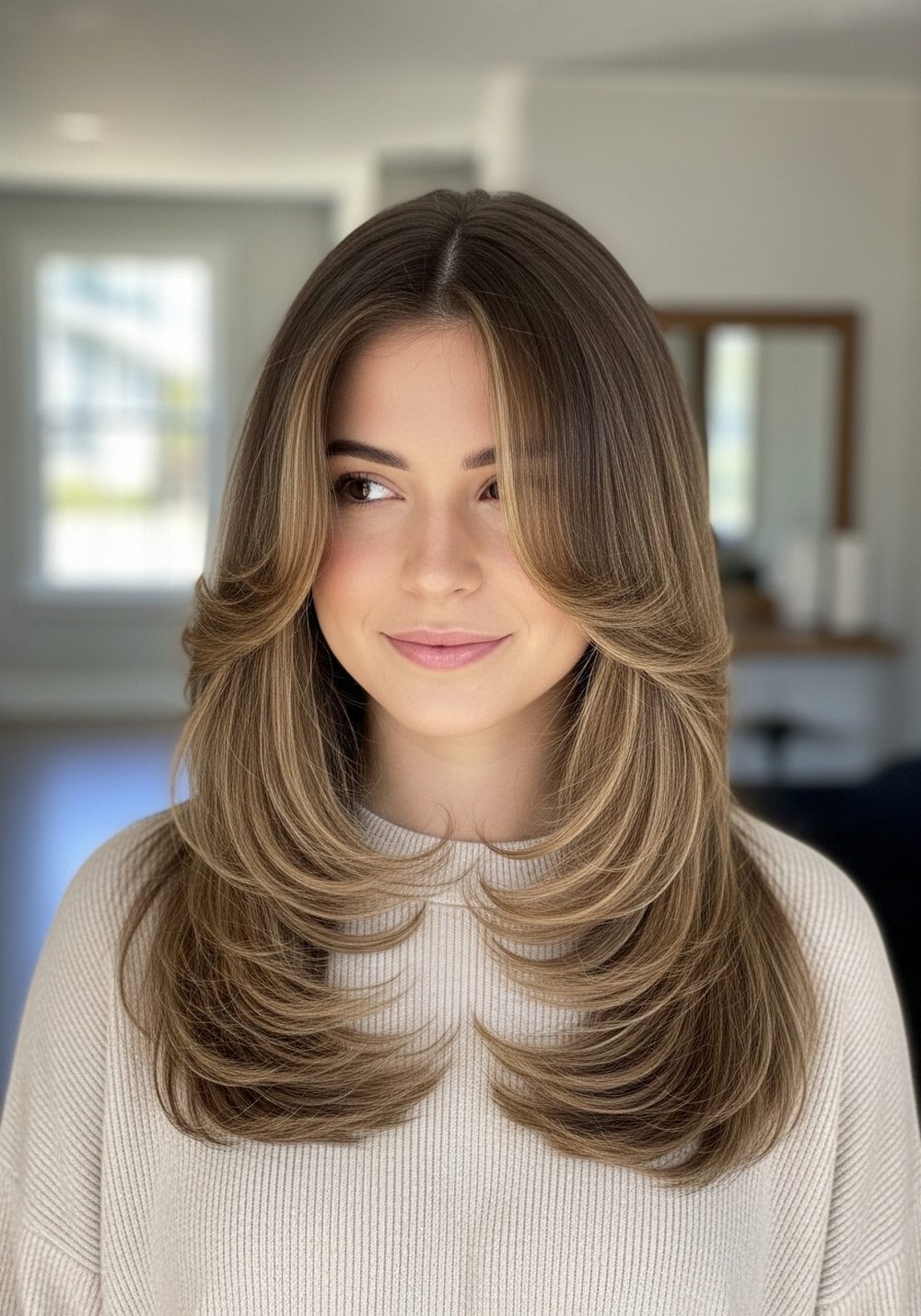 Soft Curtain Face-Framing Long Layers Hairstyle