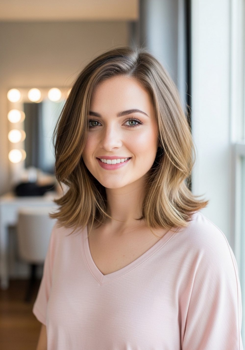 Soft Layered Asymmetrical Lob Hairstyle