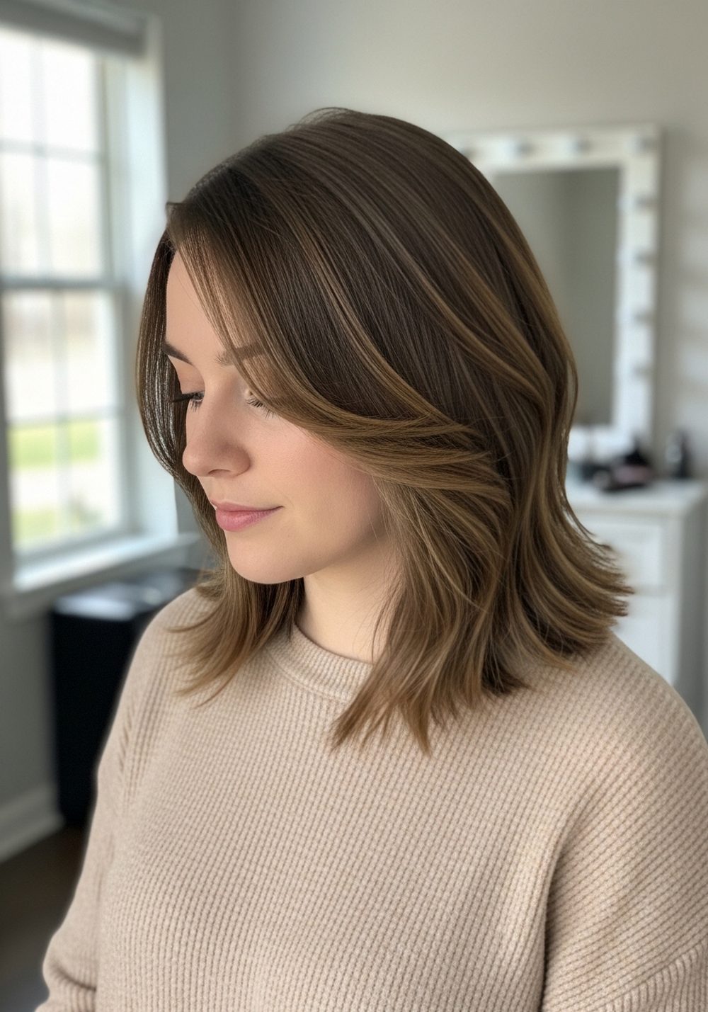 Soft Side-Part Asymmetrical Lob Hairstyle