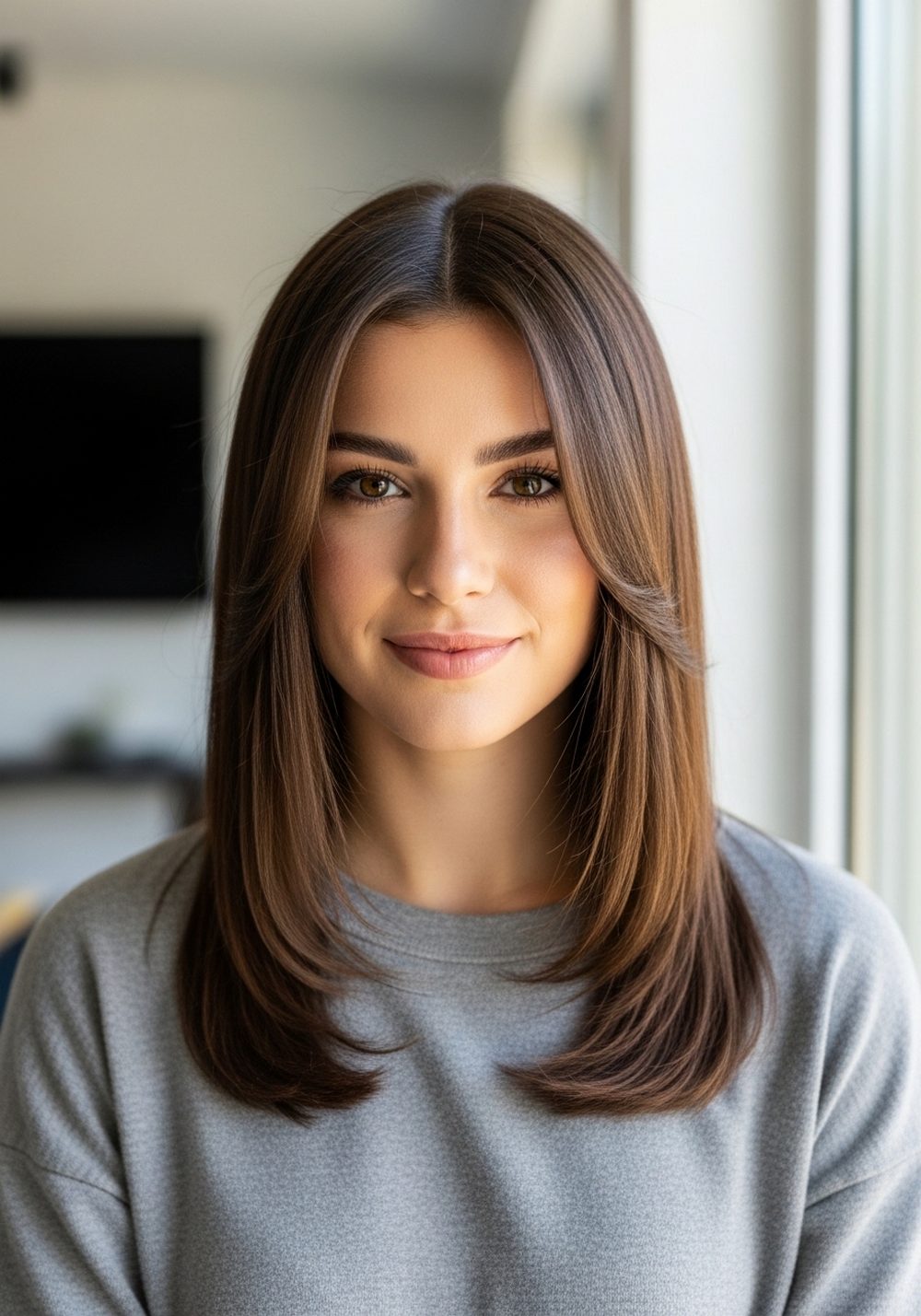 Straight Sleek Butterfly Cut Hairstyle