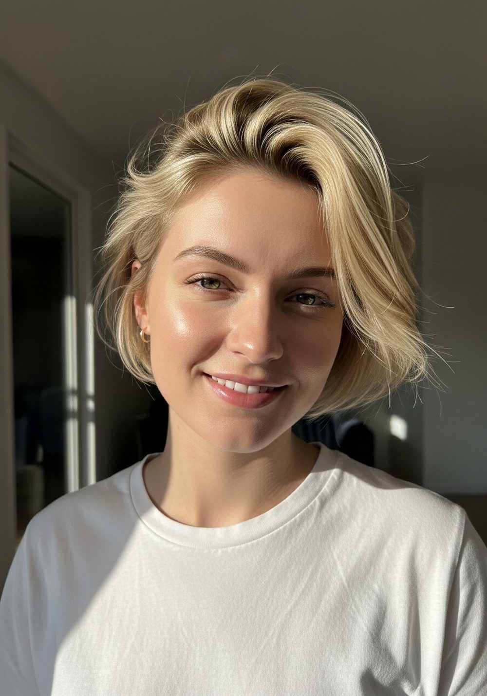 Textured Blonde Bixie Cut Hairstyle