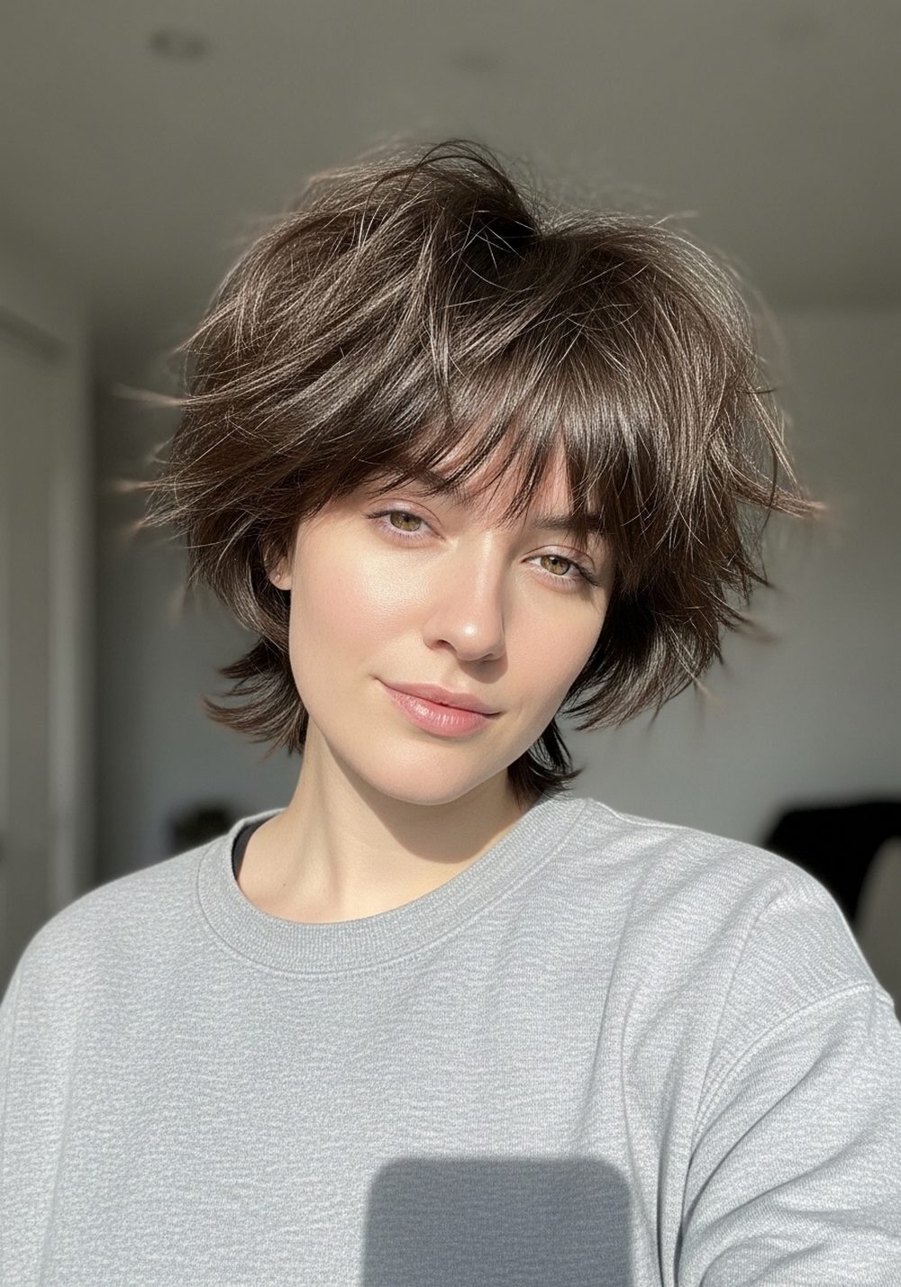 Textured Shaggy Bixie Cut Hairstyle