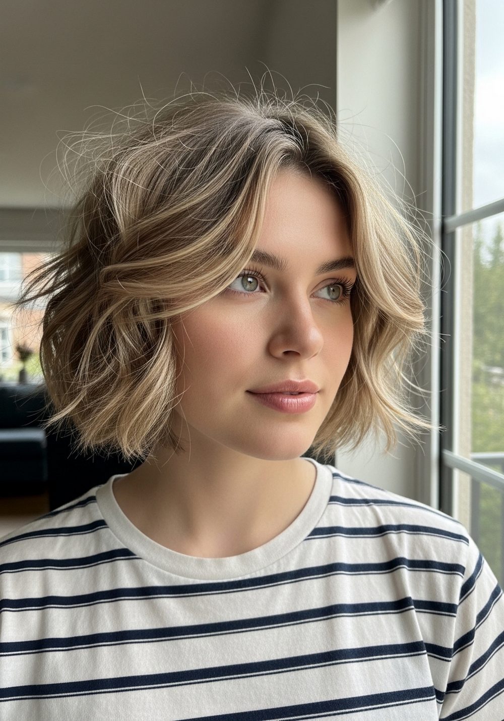 Tousled Wavy Bixie Cut Hairstyle