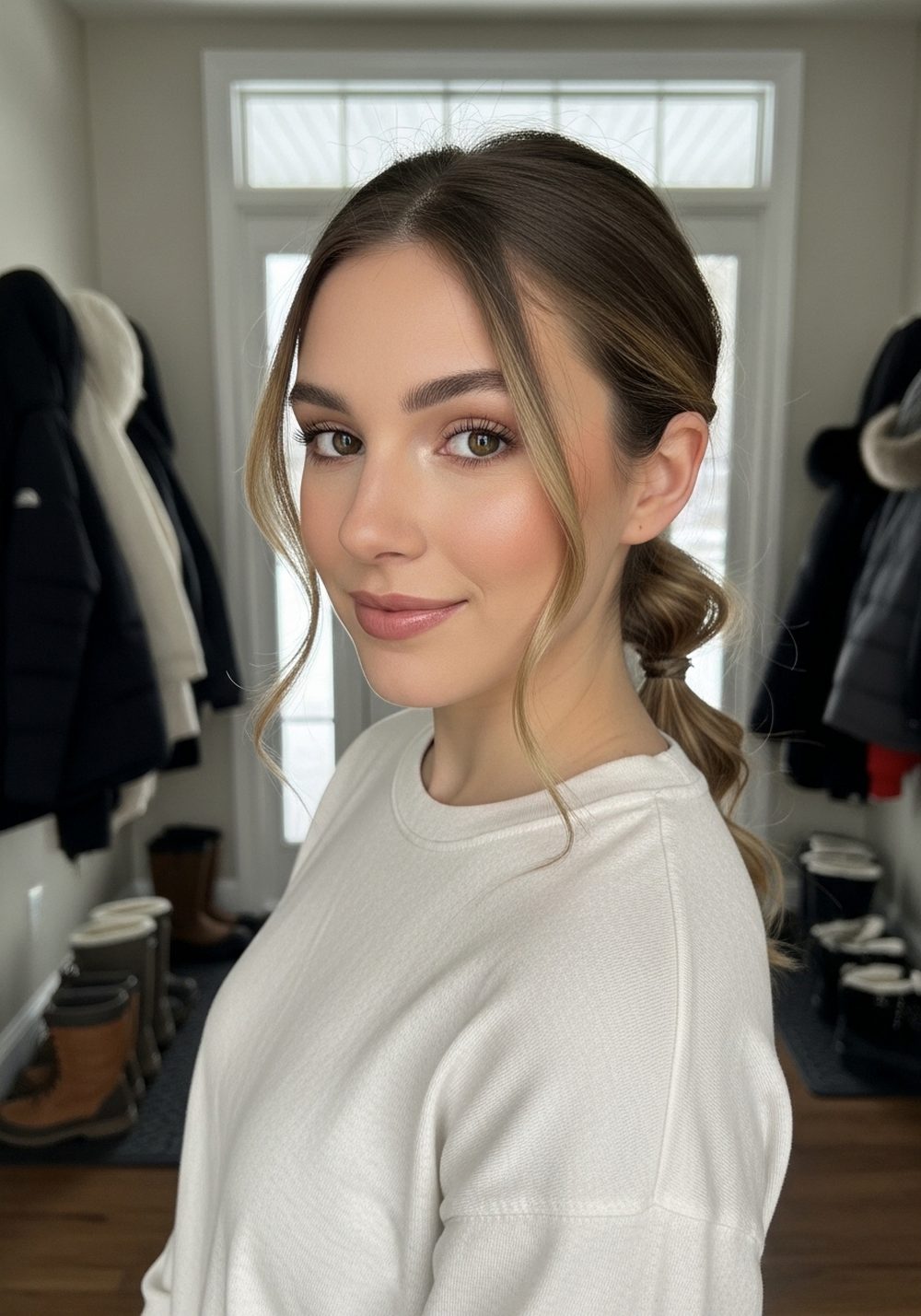 Twisted Low Ponytail Hairstyle