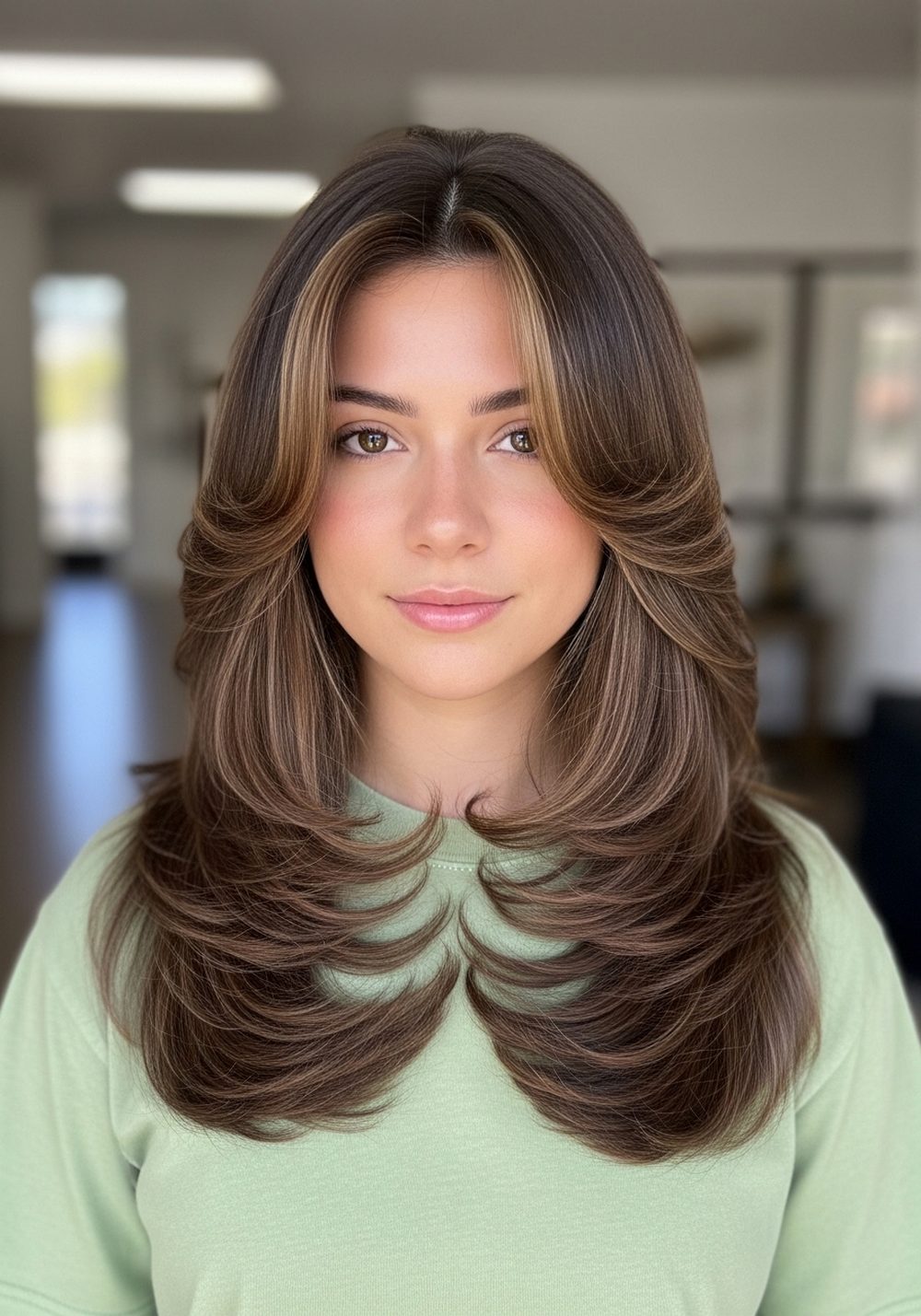 U-Shaped Face-Framing Long Layers Hairstyle