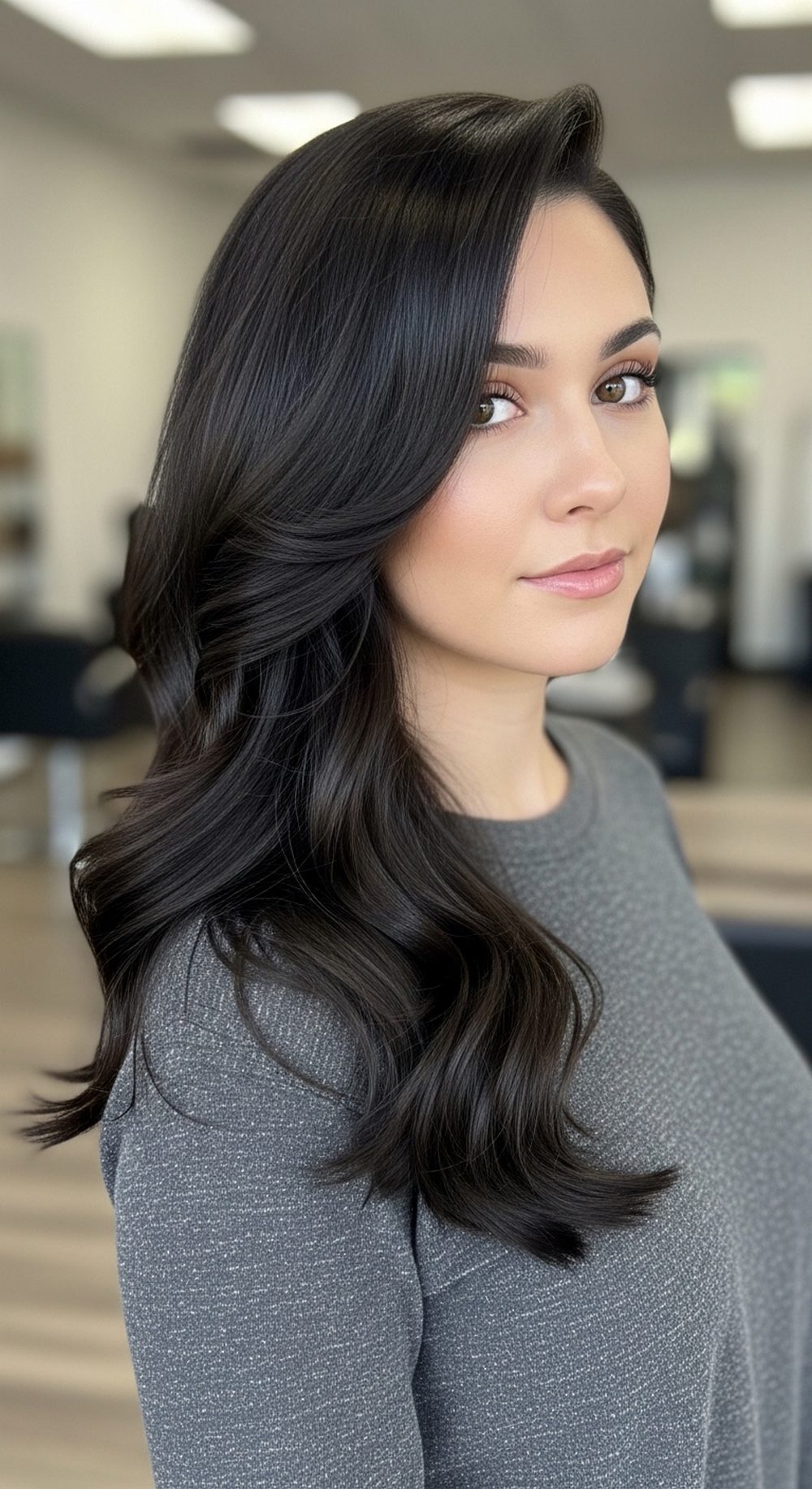 Velvet Side-Part Gothic Waves Hairstyle