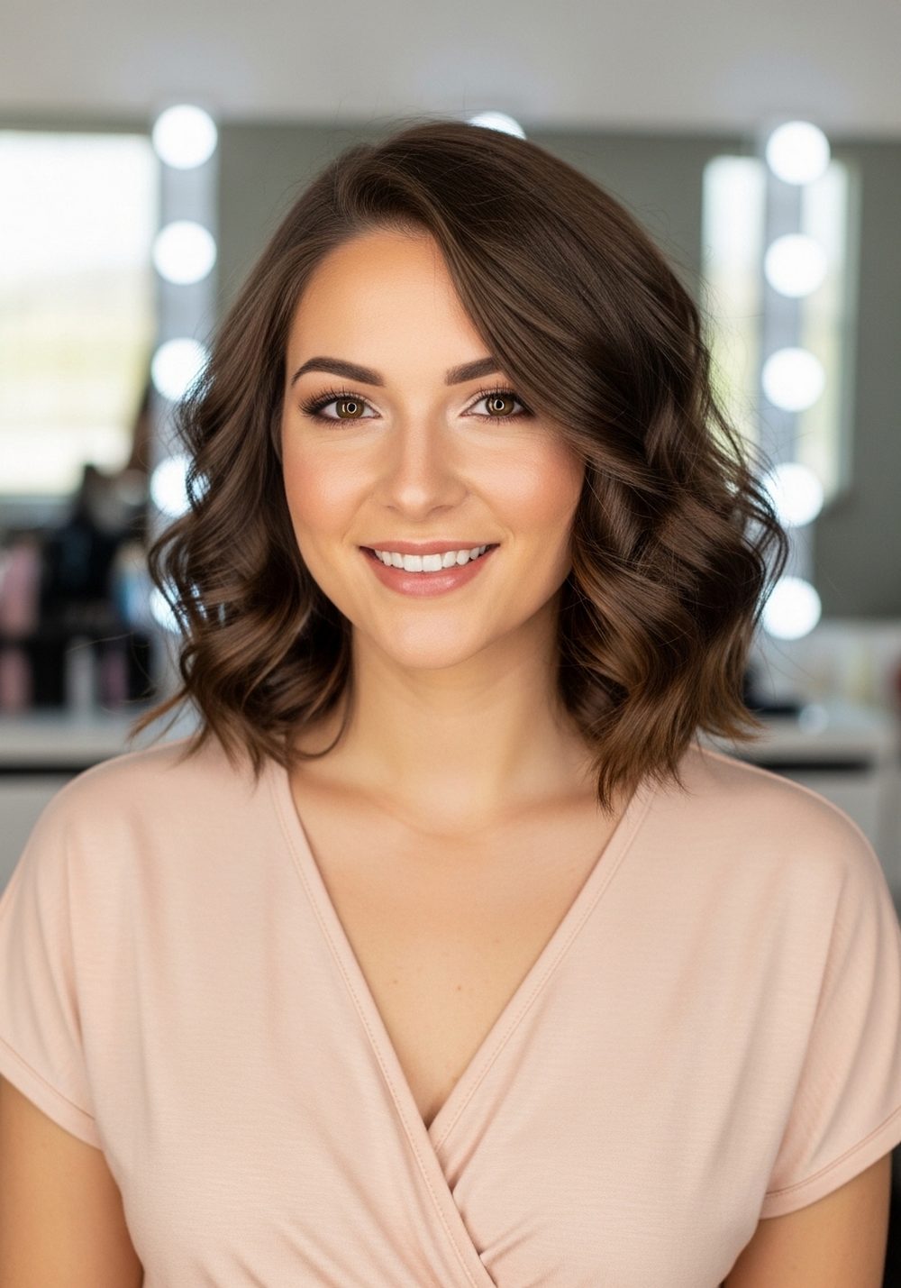 Voluminous Curled Asymmetrical Lob Hairstyle