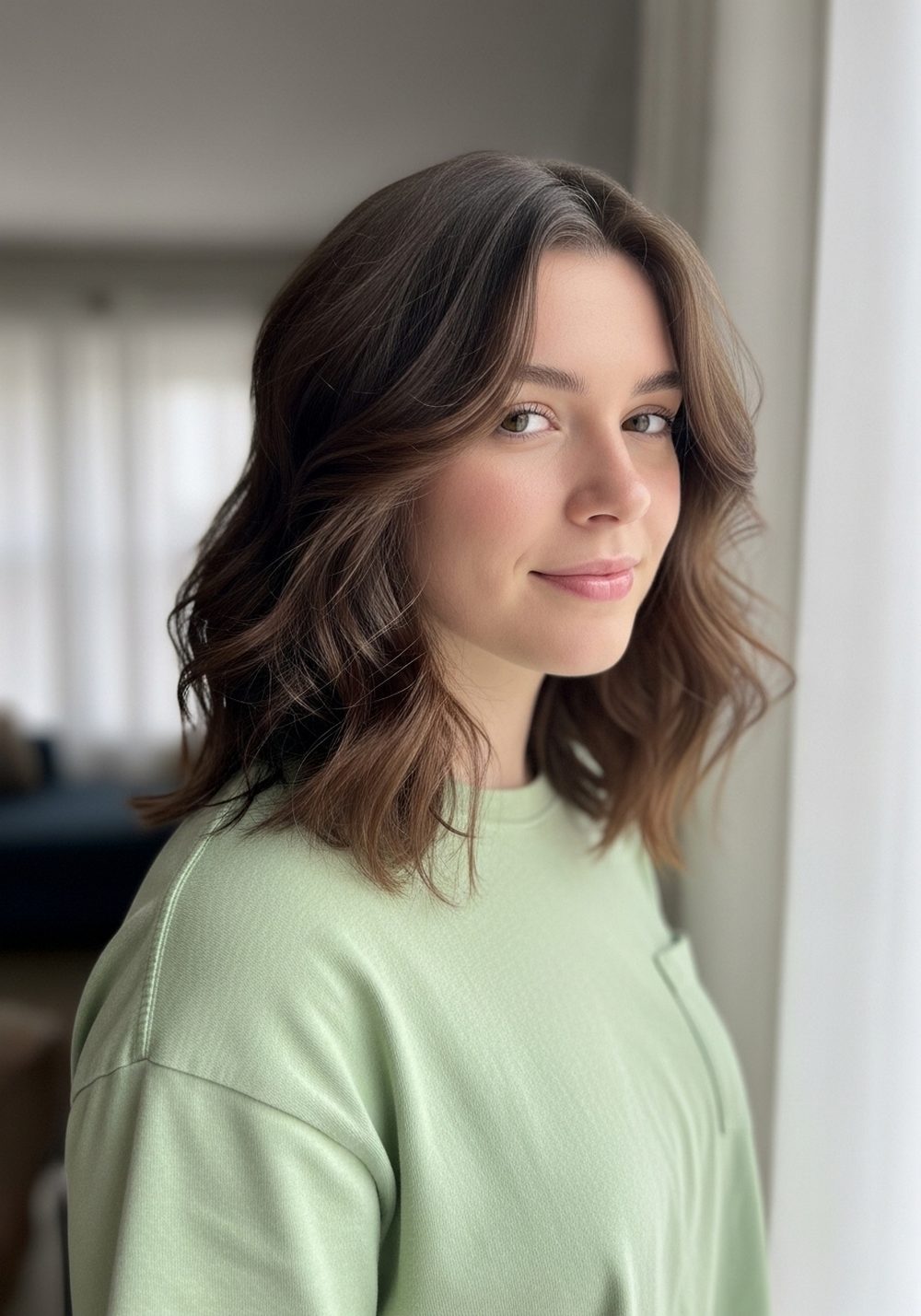 Wavy Mid-Length Framing Layers Hairstyle