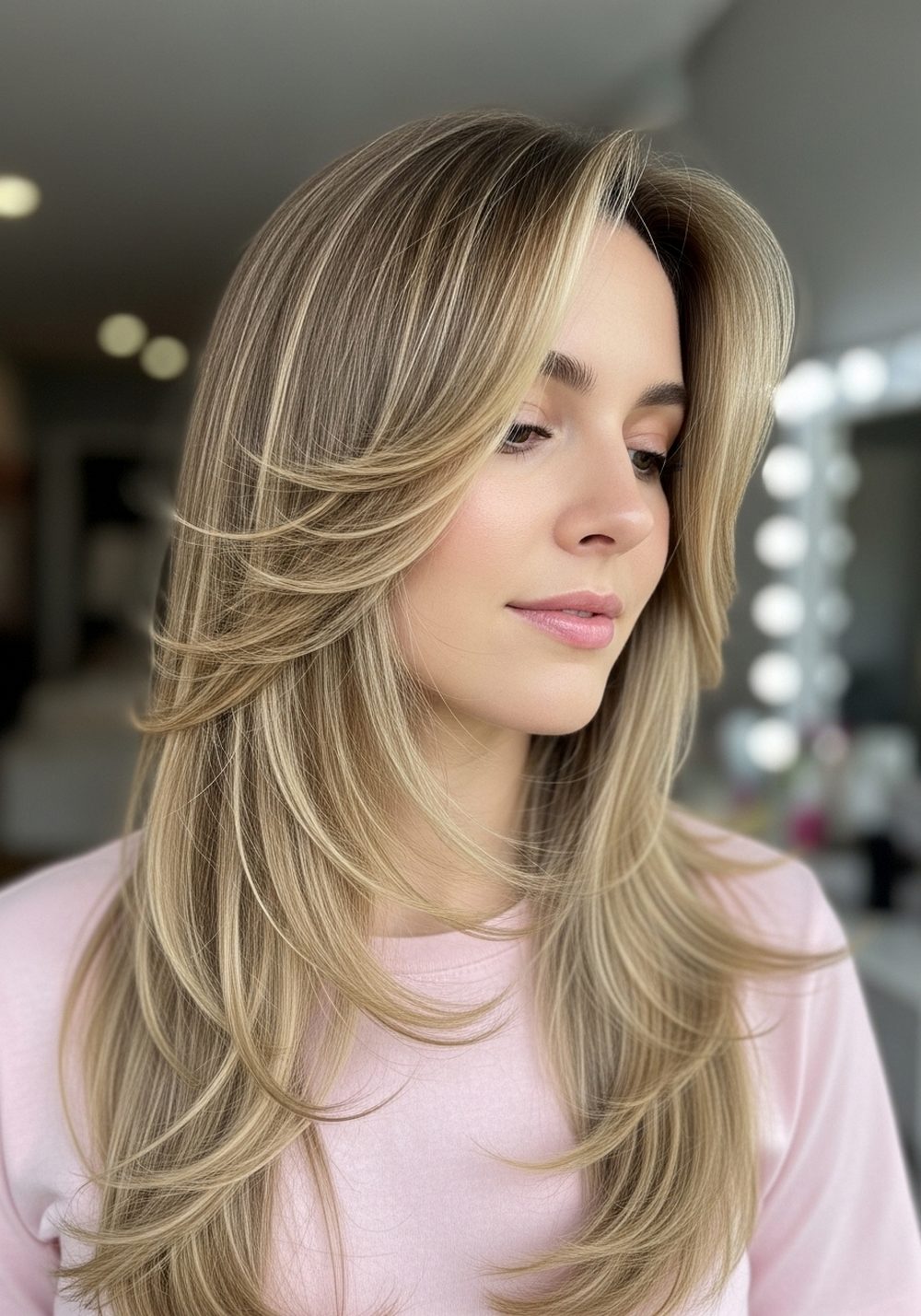 Wispy Cheekbone-Skimming Long Layers Hairstyle