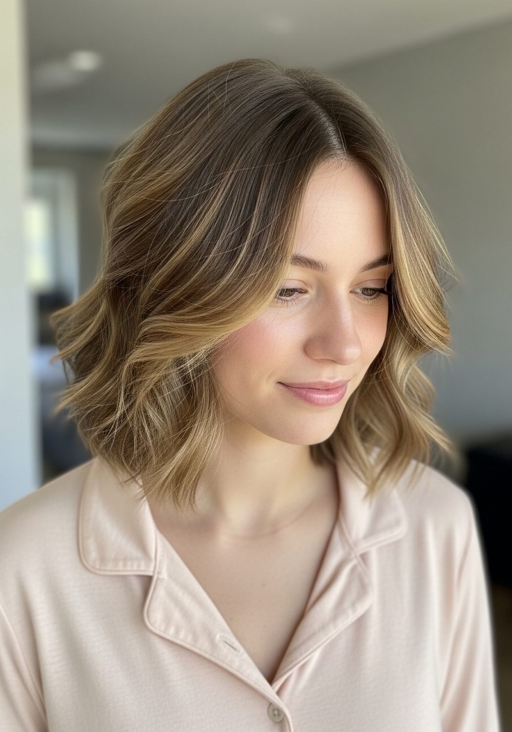 Wispy End Asymmetrical Lob Hairstyle