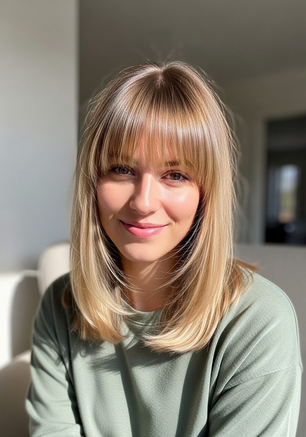 Wispy Rounded Fuller Bangs Hairstyle