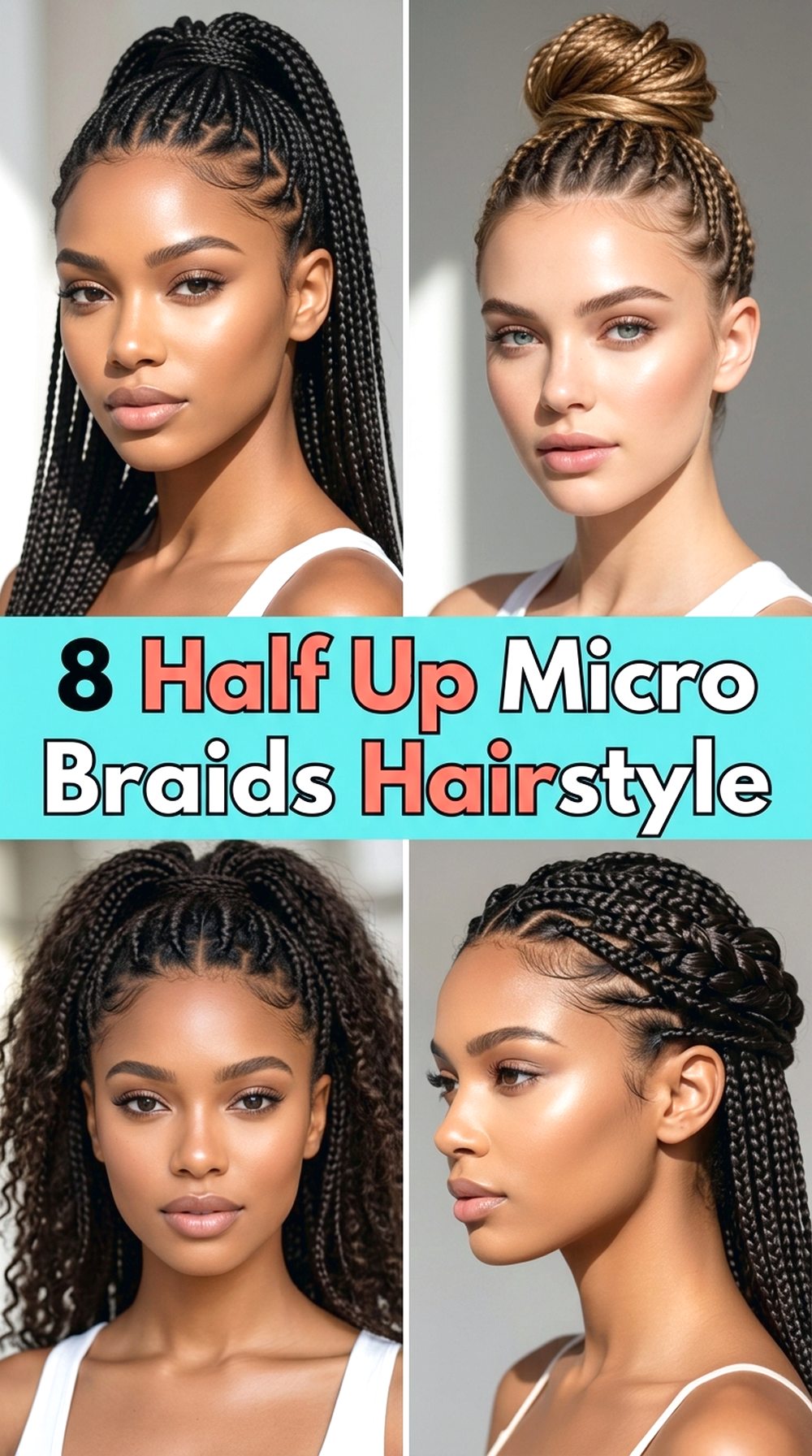 Half Up Micro Braids Hairstyle