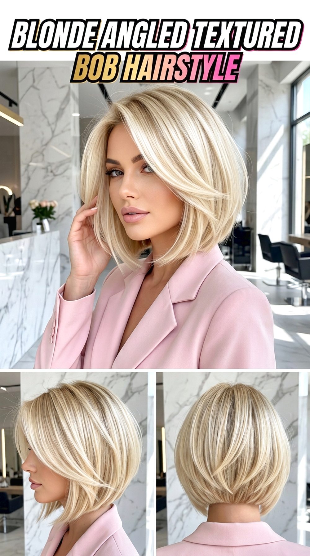 Blonde Angled Textured Bob